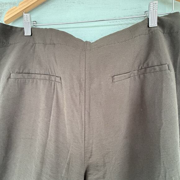 Loft Pants Women's High Waist Wide Leg Olive Green Button Front Size 12 Career - Picture 8 of 9